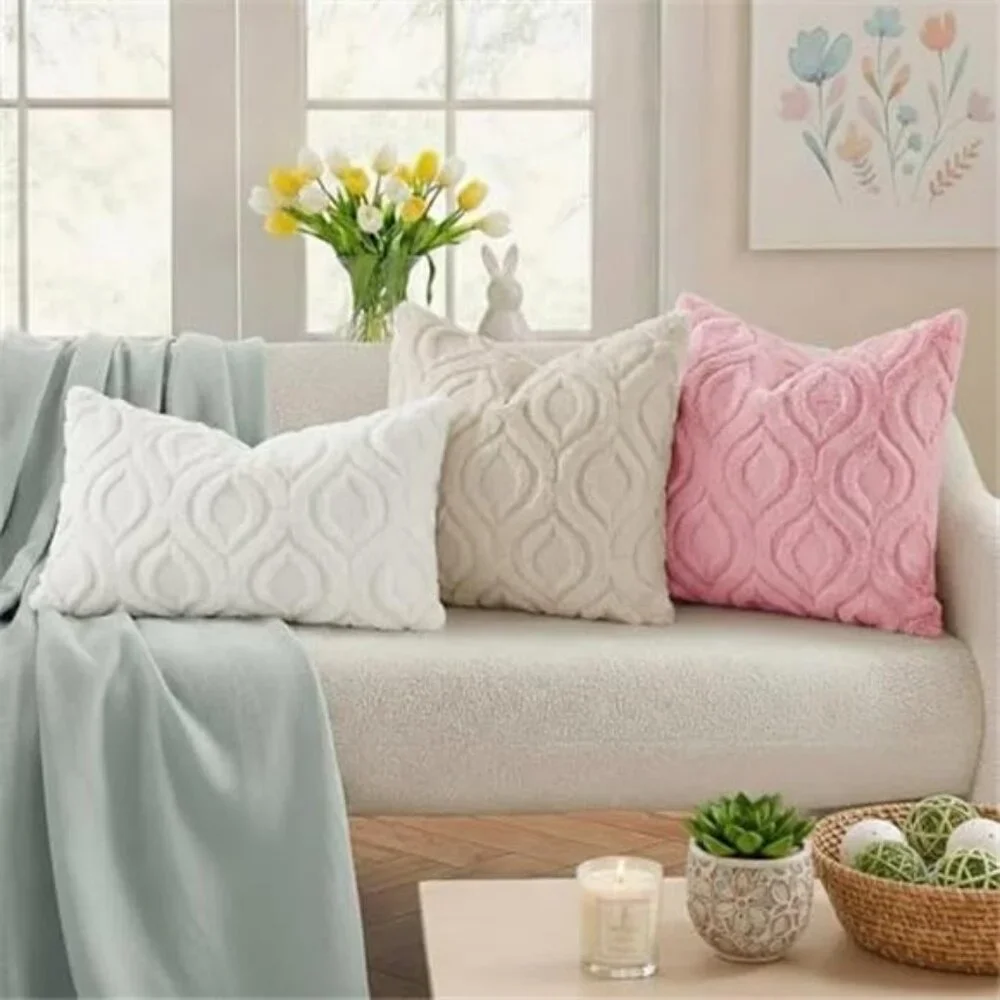 2 Pack Cozy Textured Throw Pillow Covers 18x18 Inch NO INSERT